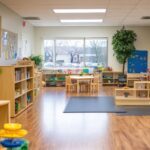 éclairage dans une salle de classe de marternelle.