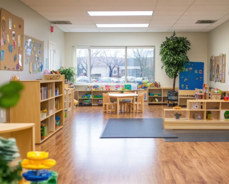 éclairage dans une salle de classe de marternelle.